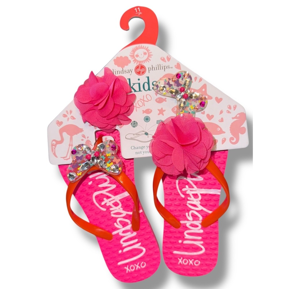 Lindsay Phillips Kids Interchangeable Snaps Madeline Flip Flops Size 11 kids - Picture 8 of 15